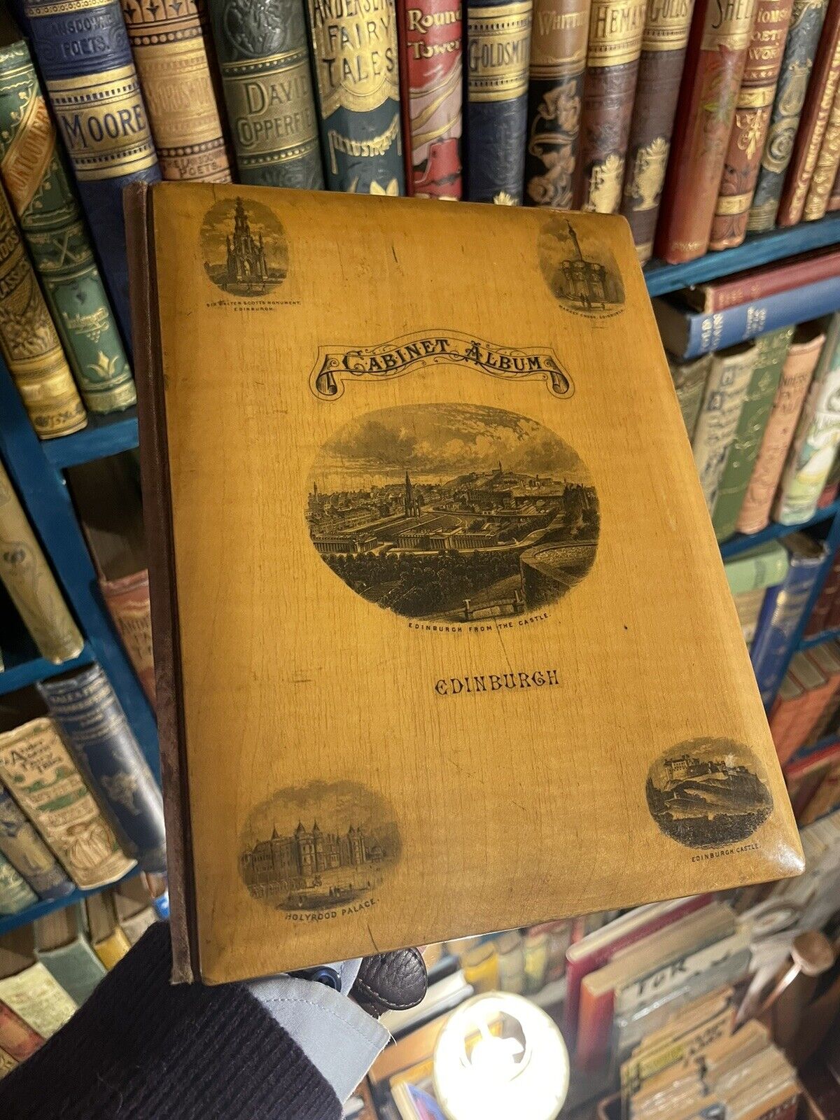 1890s Cabinet Album Views of Edinburgh : 18 Photogravures : Mauchline Wooden