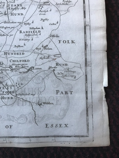 1695 COUNTY of CAMBRIDGESHIRE Original English Antique Map Robert Morden RARE