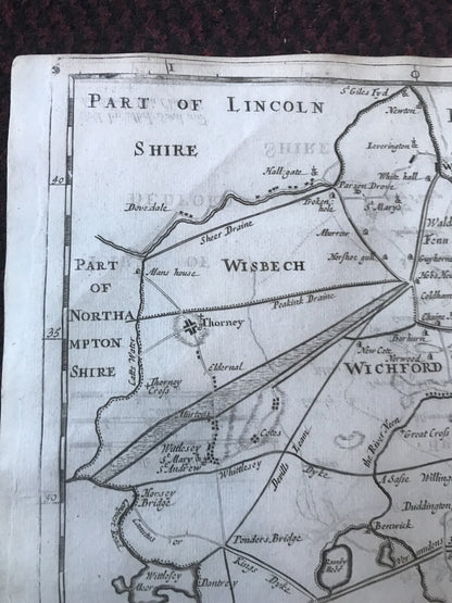 1695 COUNTY of CAMBRIDGESHIRE Original English Antique Map Robert Morden RARE