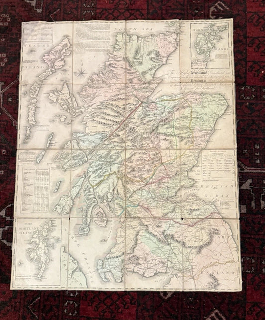 1812 Canvas-backed Folding Tour Map : Pennant, Garnett, Lettice & Campbell