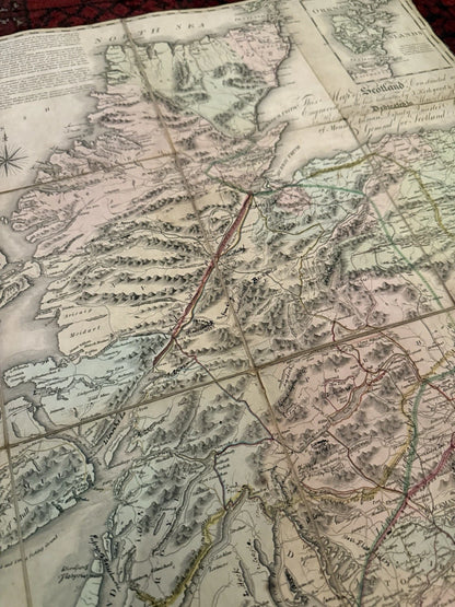 1812 Canvas-backed Folding Tour Map : Pennant, Garnett, Lettice & Campbell