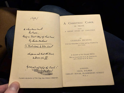 1922 A Christmas Carol : A Ghost Story : Charles Dickens : Early Facsimile