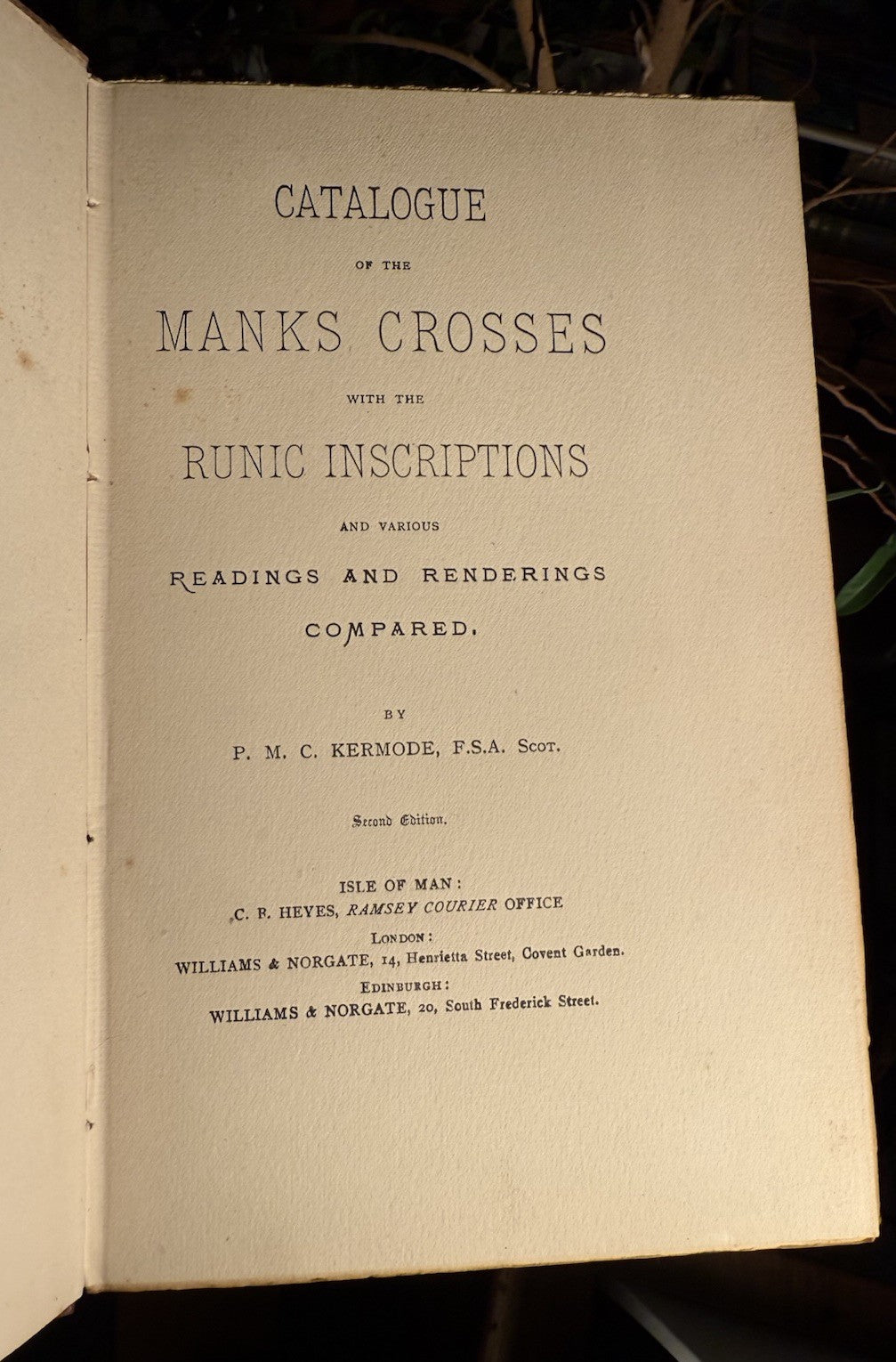 1892 Catalogue of the Manks Manx Crosses : Runic Inscriptions : Isle of Man