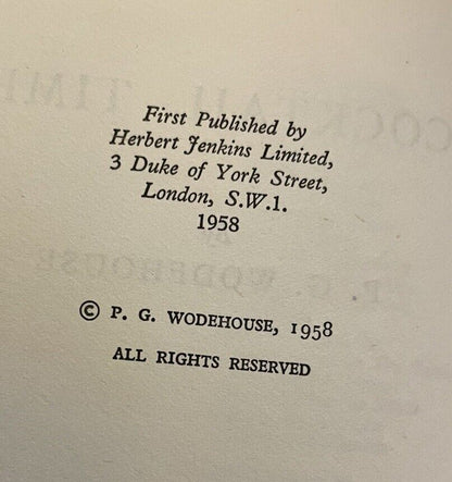 P G Wodehouse : Cocktail Time : 1st Edition 1958 : Very Good Copy