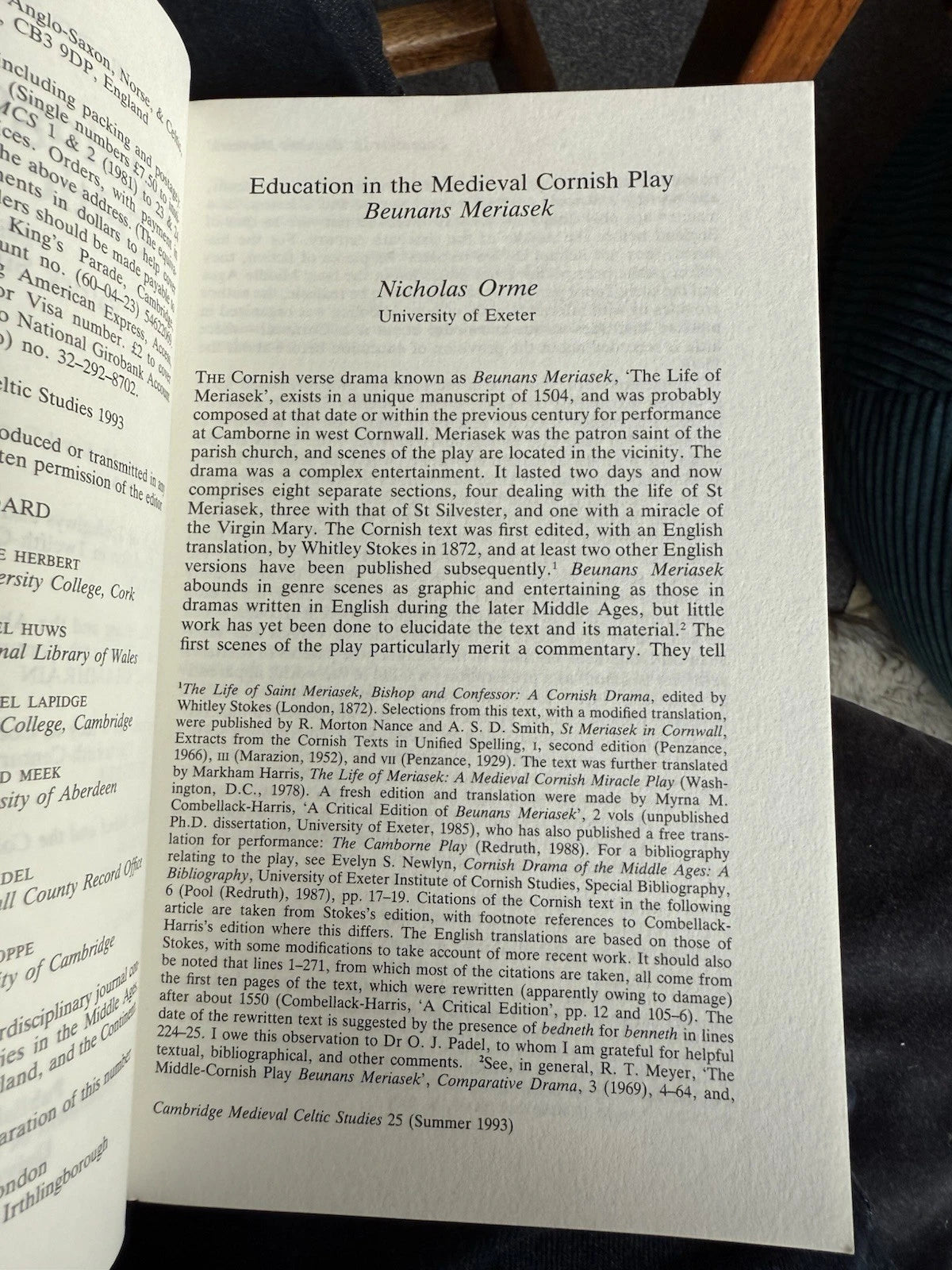 Cambridge Medieval Celtic Studies : Cornish Medieval Play : Church of Trefeglwys