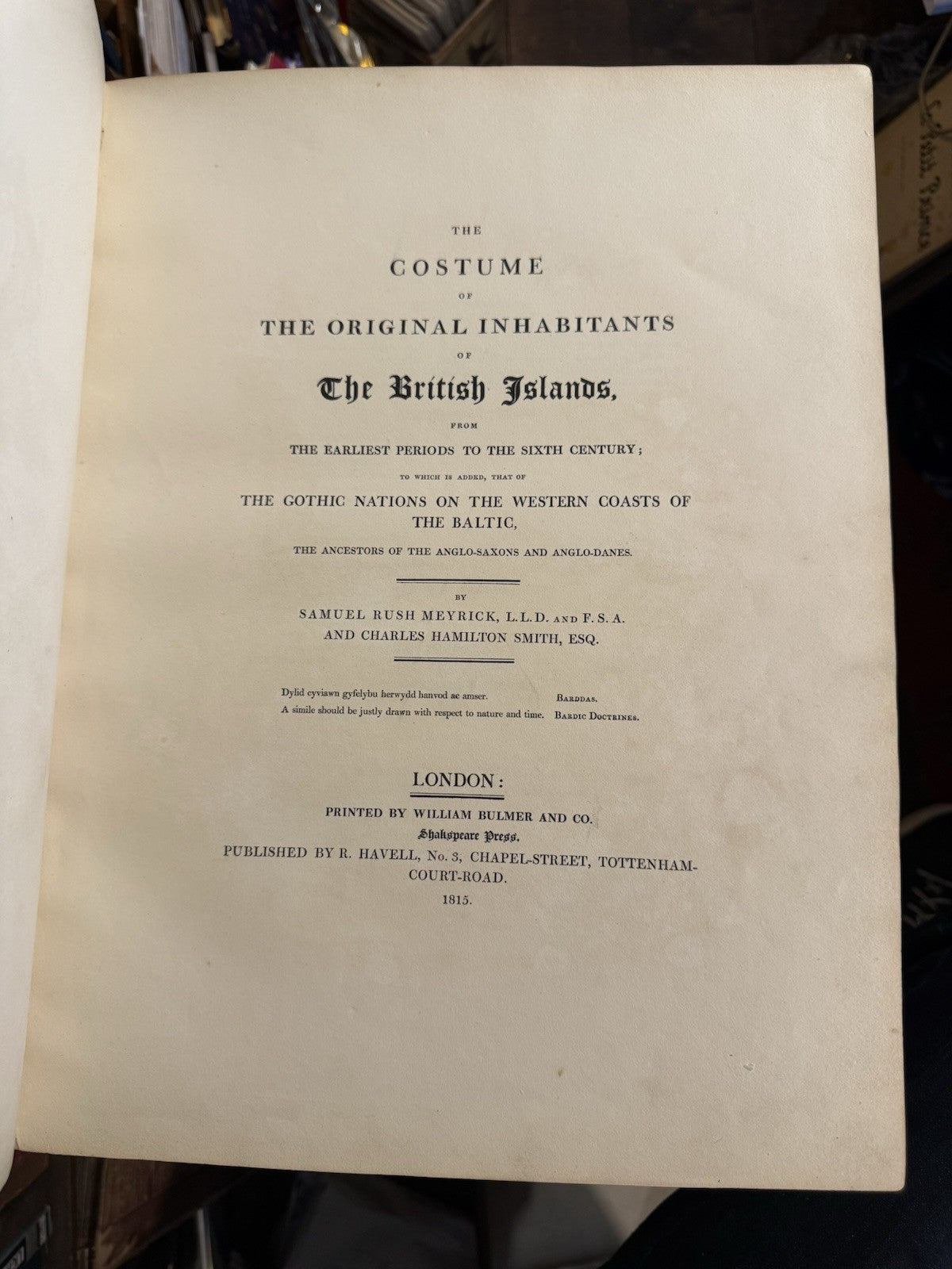 1815 Costume of the Original Inhabitants of the British Islands : Meyrick/Smith