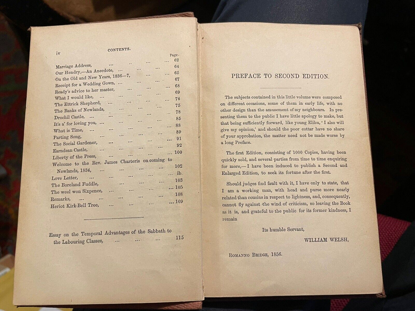 1856 Poetical and Prose Works of William Welsh : A Peeblesshire Cottar