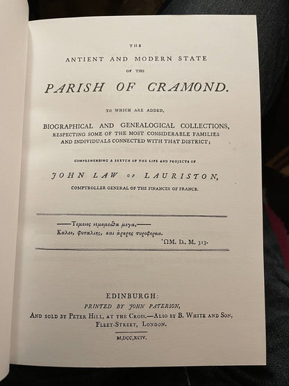 Parish of Cramond : John P. Wood : Edinburgh : 1794 Facsimile Scotland