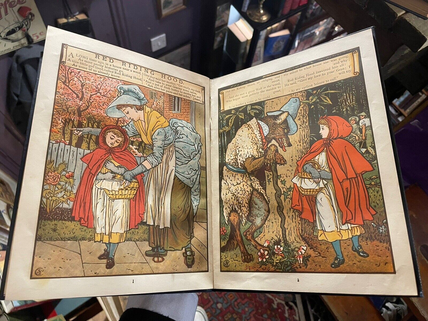 1875 Walter Crane : Blue Beard : Baby's Own A B C : Red Riding Hood : VGC