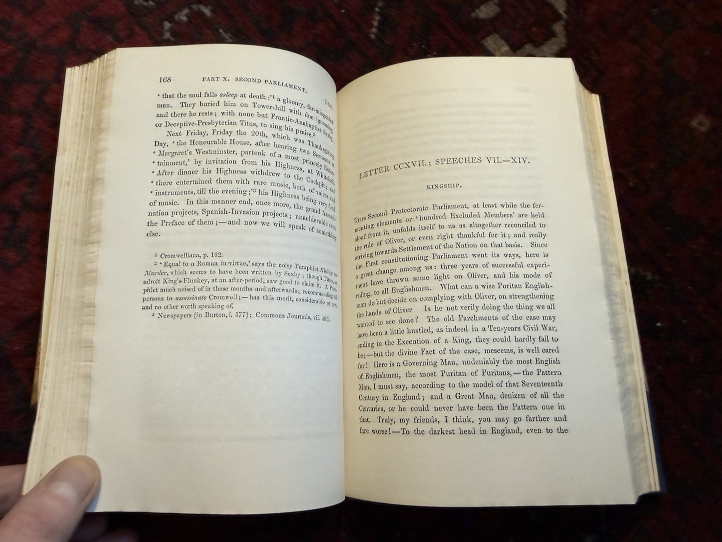 1850 Thomas Carlyle : Oliver Cromwell's Letters and Speeches (4 Vols)