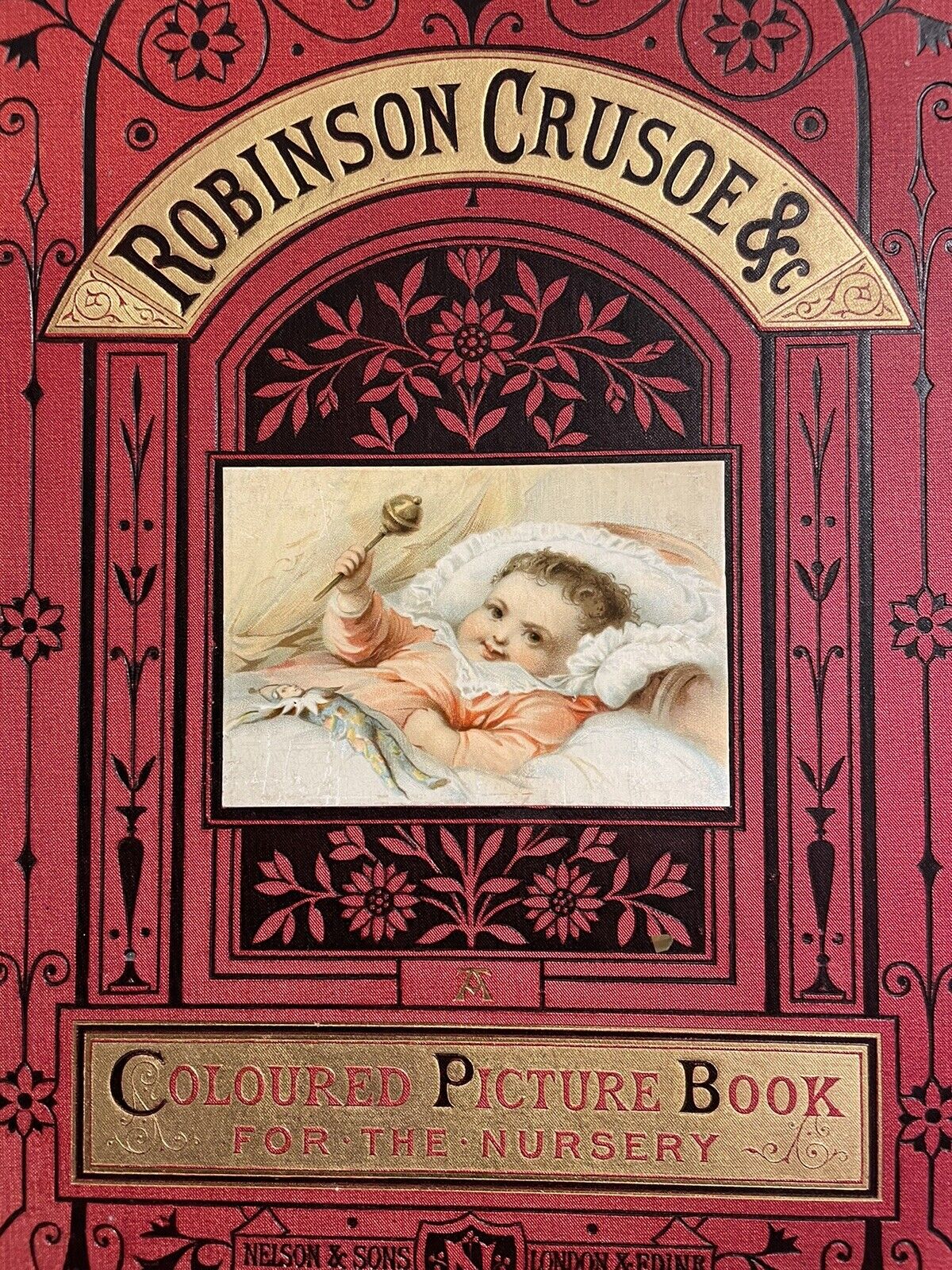 c1880 Robinson Crusoe, The Clever Cats etc Nursery Picture Book : 16 Col Plates