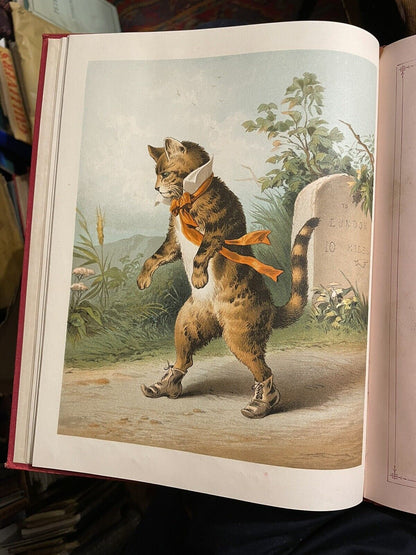 c1880 Robinson Crusoe, The Clever Cats etc Nursery Picture Book : 16 Col Plates