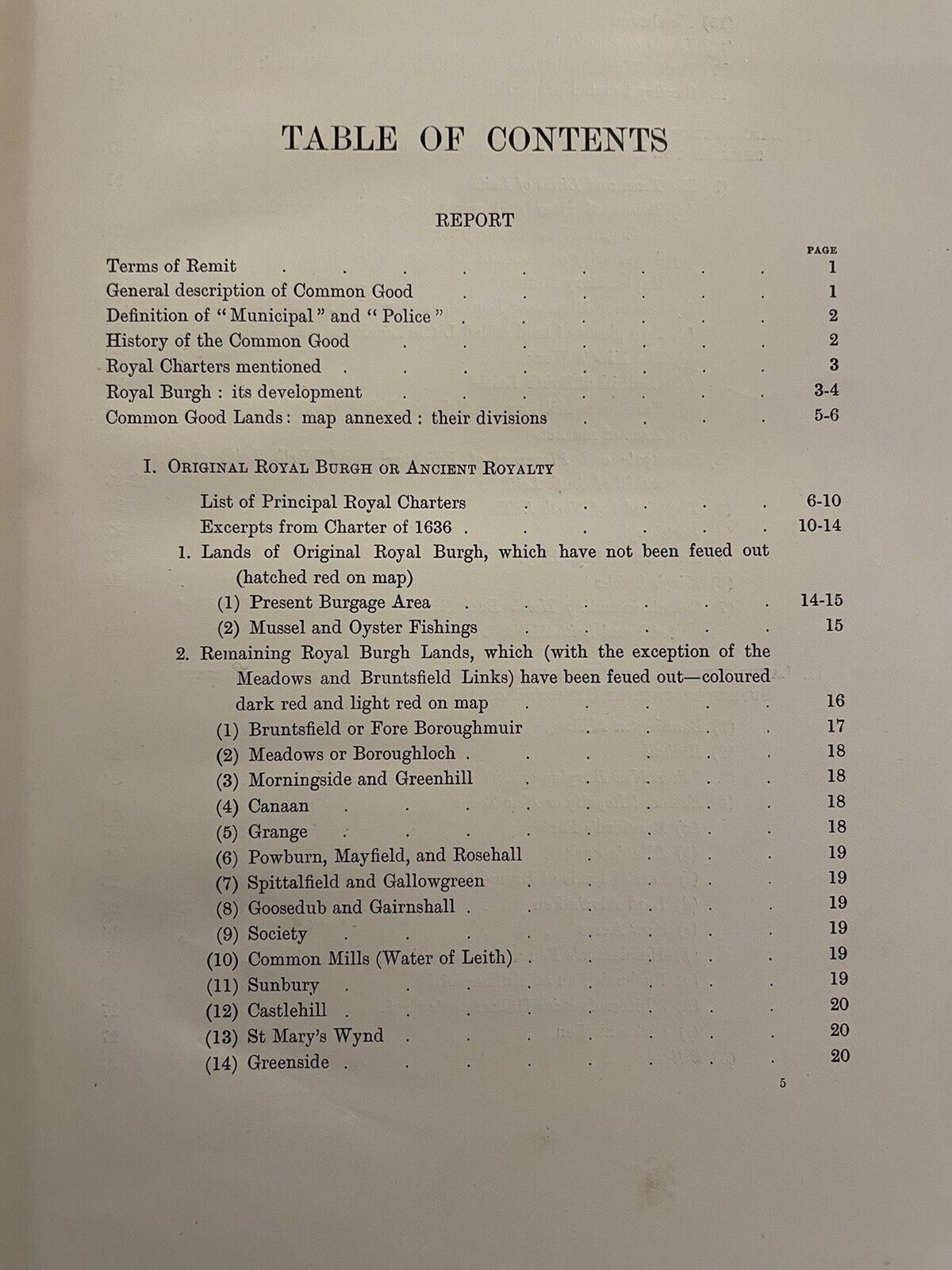 1905 Report on the Common Good of the City of Edinburgh : Property Lands etc