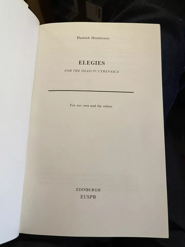 Hamish Henderson : Elegies for the Dead in Cyrenaica : Maurice Lindsay's Copy