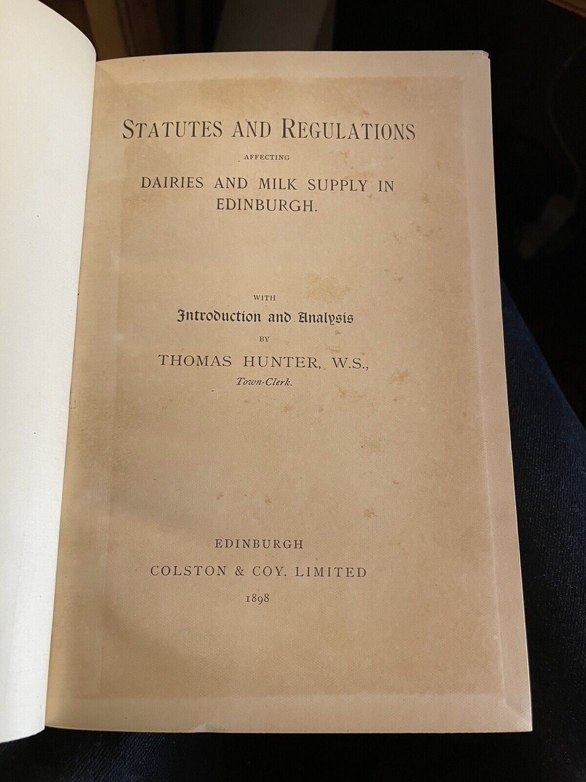 1898 Edinburgh Dairy Laws : Dairies & Milk Supply : Statutes & Regulations