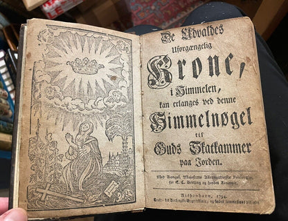 1794 Antique Danish Religious Prayer Book : Woodcuts : Large Typeface