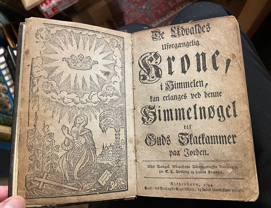 1794 Antique Danish Religious Prayer Book : Woodcuts : Large Typeface