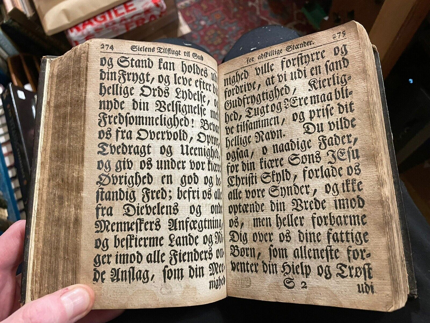 1794 Antique Danish Religious Prayer Book : Woodcuts : Large Typeface
