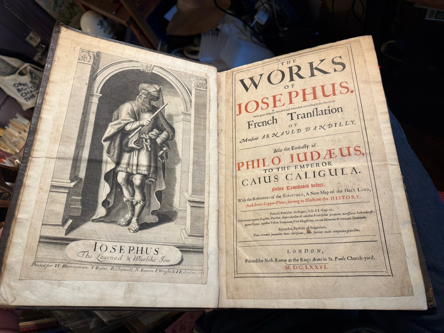 1676 The Works of Josephus : French Translation of Arnauld Dandilly : With Map