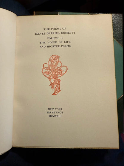The Poems of Dante Gabriel Rossetti (2 vols) Bound by Brentanos 1923