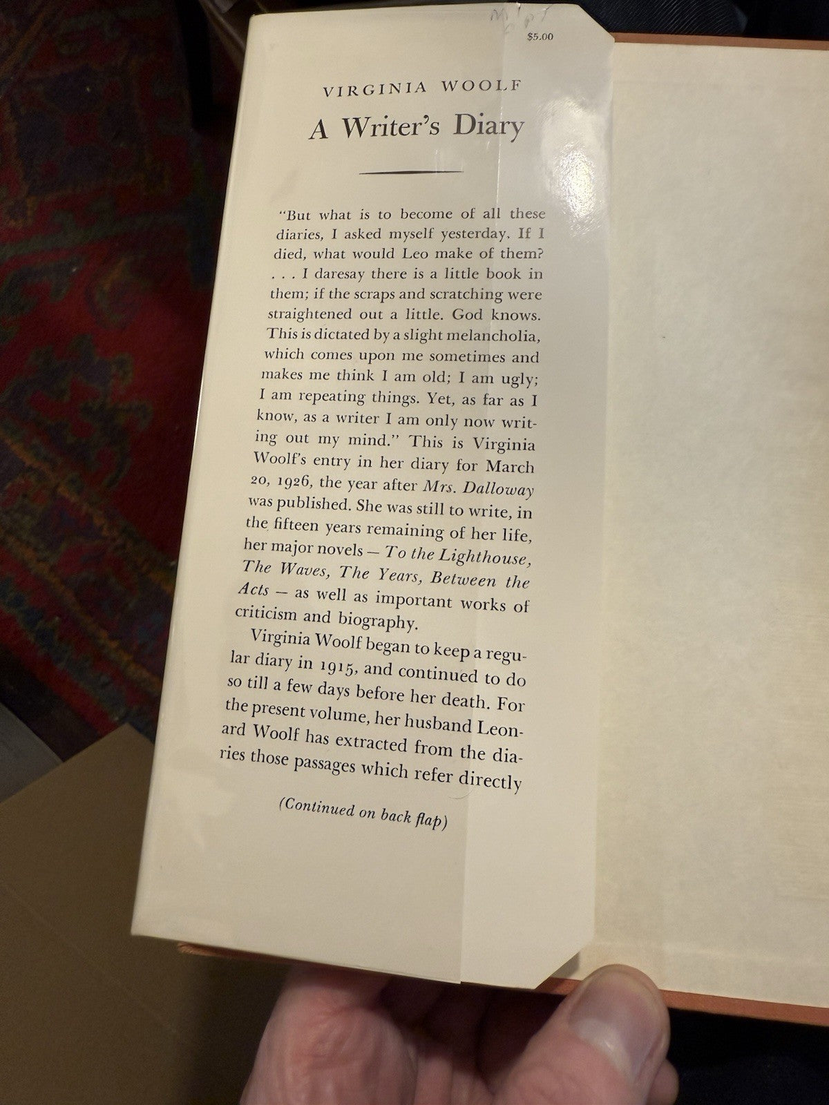 Virginia Woolf : A Writer's Diary : 1st/1st US Edition in Dust Jacket 1954