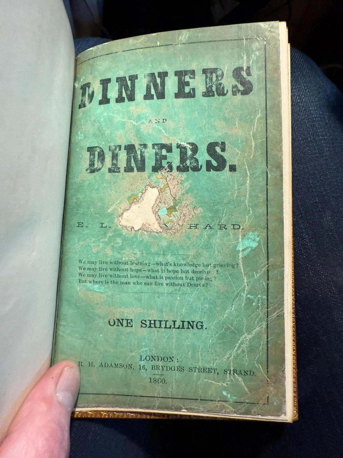 A Handy book on Dinners; Dinners and Diners at Home & Abroad E.L. Blanchard 1860