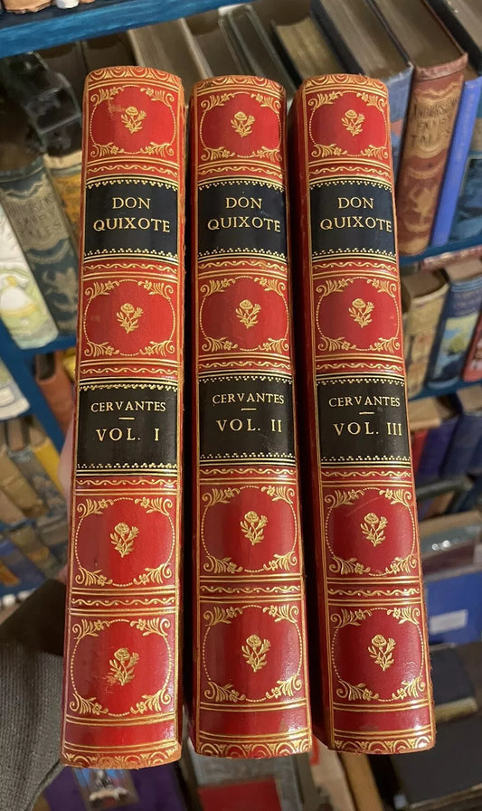 The History of Don Quixote : Miguel Cervantes (3 vols) Bayntun Riviere Bindings