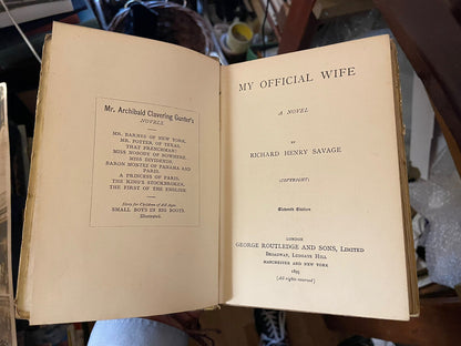 My Official Wife : Richard Henry Savage : Yellow-Back Book Routledge 1895