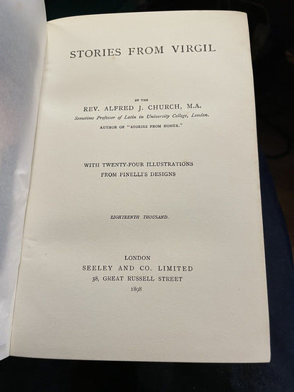 1898 Stories From Virgil : Designs by Pinelli : Rev. Alfred J. Church