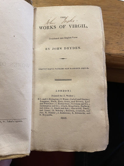 1818 The Works of Virgil by John Dryden : Original Paper Boar