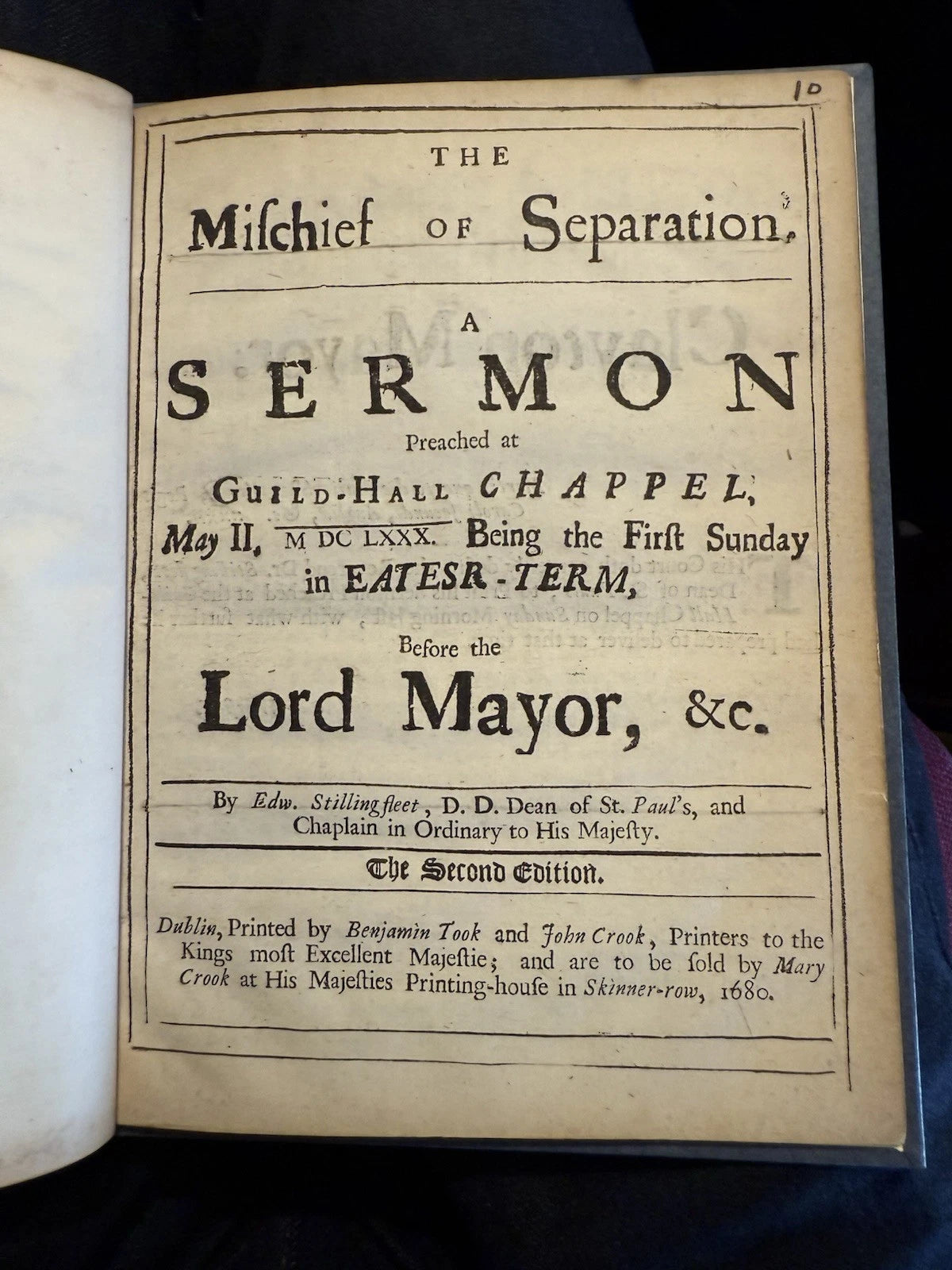 1680 The Mischief of Separation : A Sermon in Easter Term : Stillingfleet