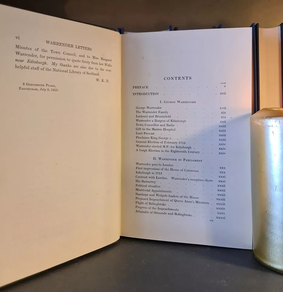 Warrender Letters 1715, The Scottish History Society: H'back: Third Series: 1935