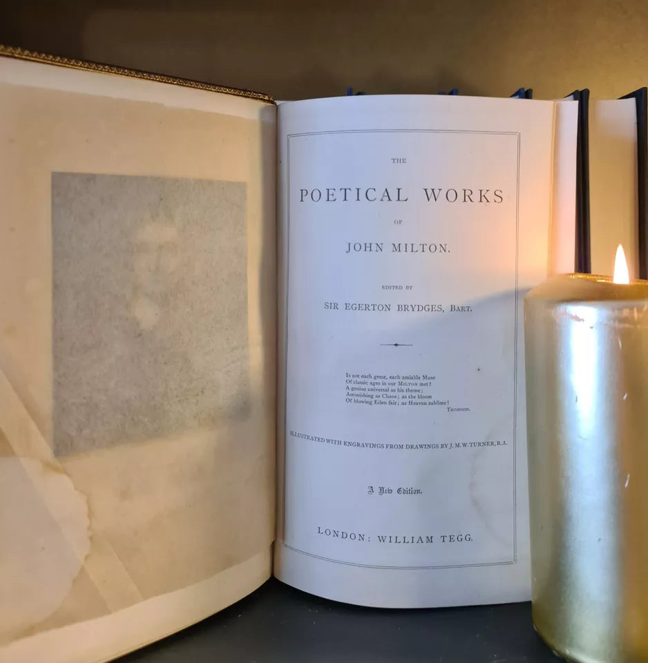 The Poetical Works of John Milton: Hardback: Leatherbound: c1865: Gilt