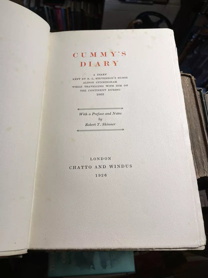 CUMMY'S DIARY Kept by Robert Louis Stevenson's Nurse LTD EDITION (199/750)