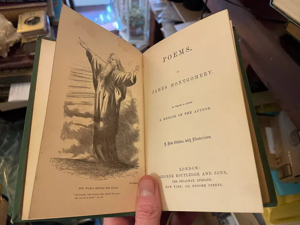 c1885 Poems of James Montgomery : Illustrated : Fine Decorative Cloth Binding