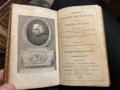 1826 Samuel Johnson's Pocket Dictionary : Small Slim Leather Binding