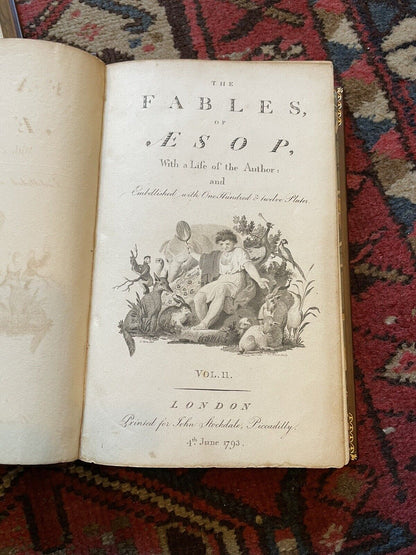 1793 Fables of Aesop (2 Vols) With 112 Engravings : Smart Leather Bindings