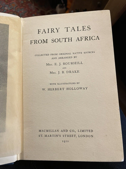 1910 Fairy Tales from South Africa : Illustrated : Decorative Cloth Binding VGC