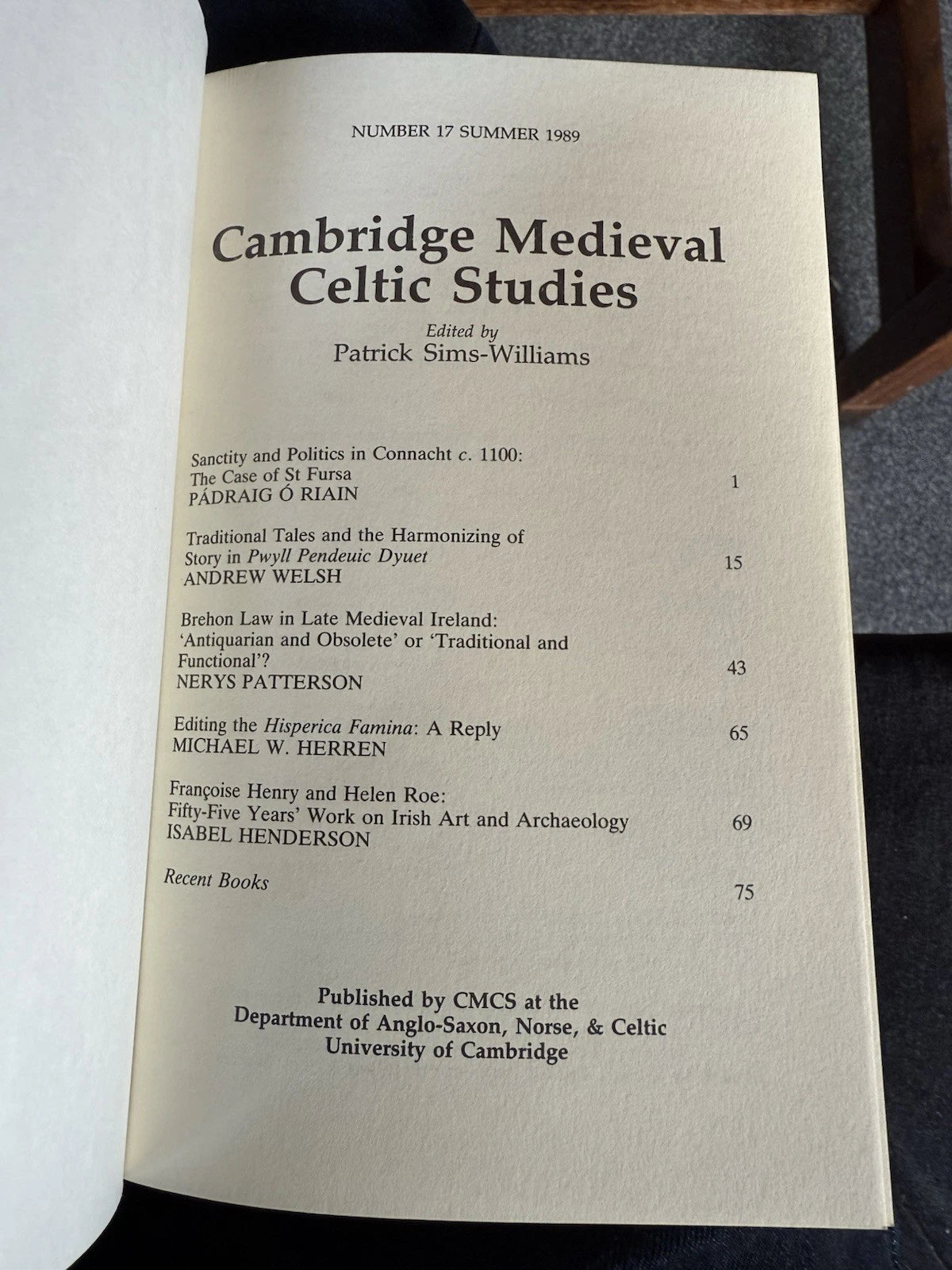 Cambridge Medieval Celtic Studies : Brehon Law Ireland : Hisperica Famina