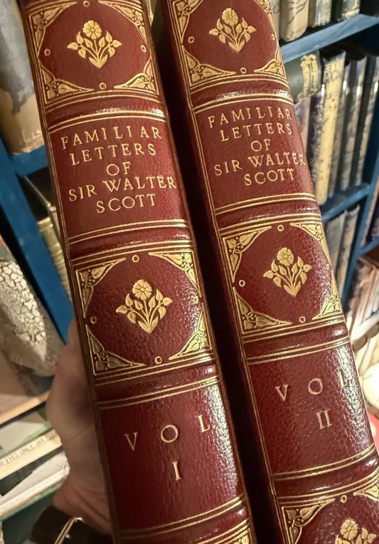 1894 Familiar Letters of Sir Walter Scott (2 Vols) Lovely Leather Bindings
