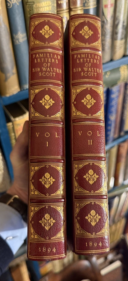 1894 Familiar Letters of Sir Walter Scott (2 Vols) Lovely Leather Bindings