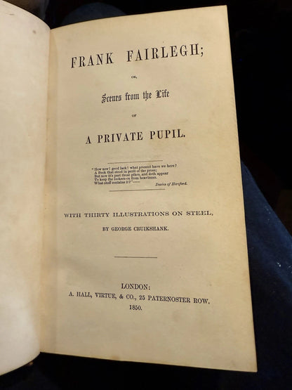 1850 Frank Fairlegh : Frank E. Smedley : 1st Edition : Illustrated