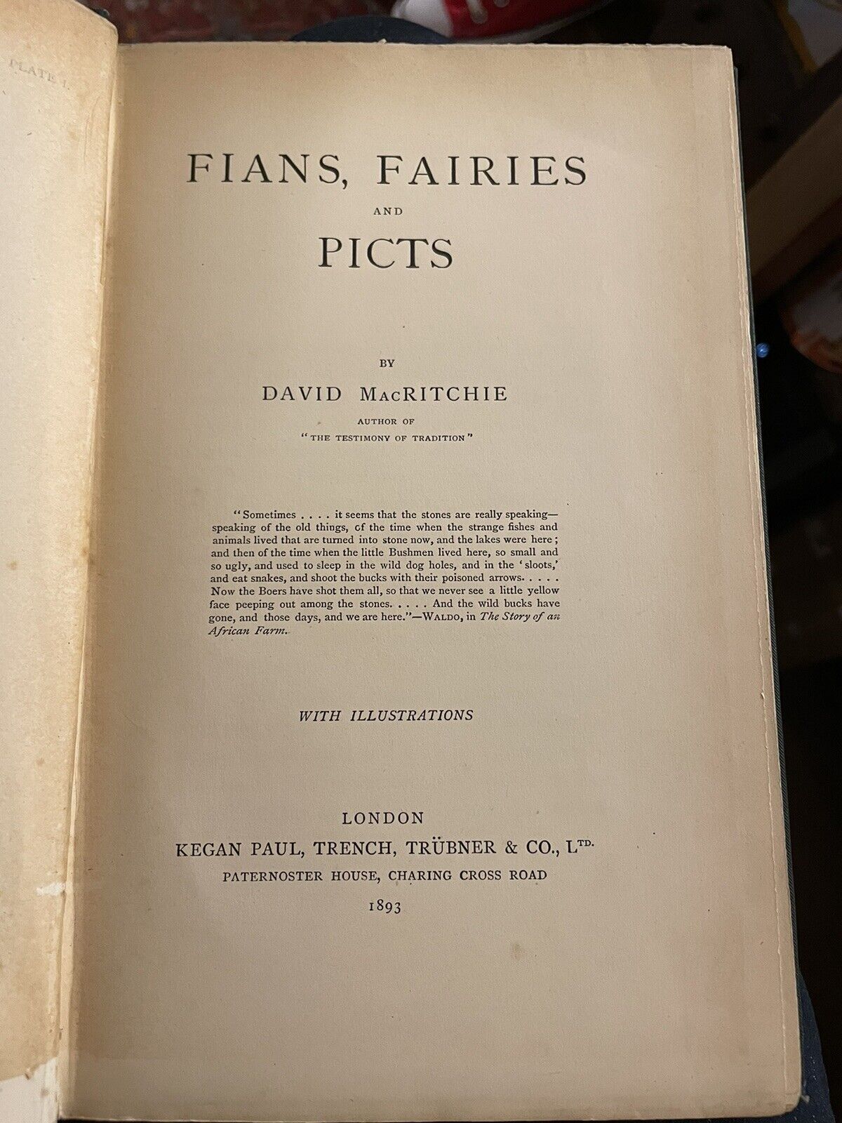 1893 Fians Fairies and Picts : David MacRitchie : Scottish Folklore