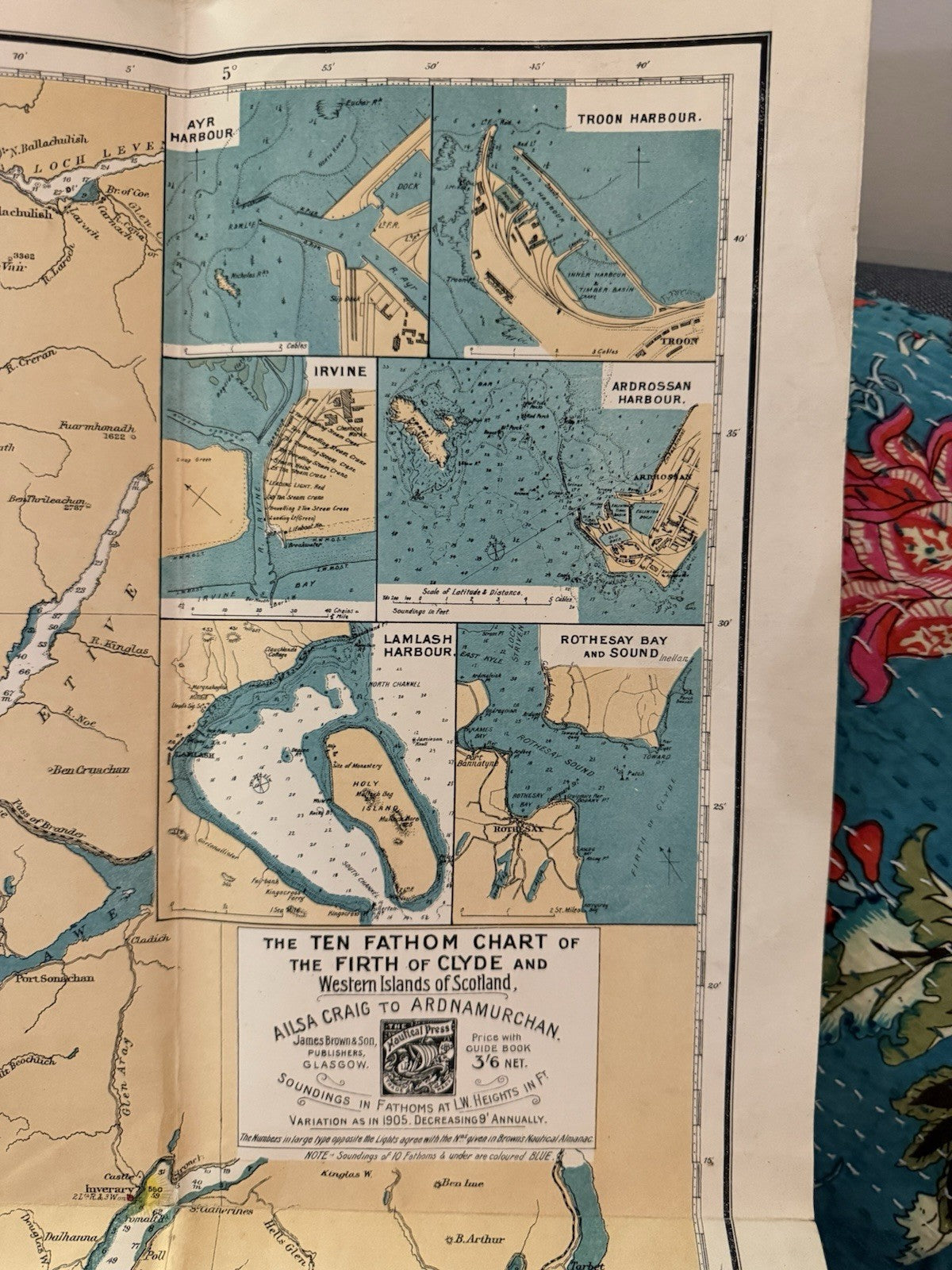1905 Ten-Fathom Chart of the Firth of Clyde & Western Isles of Scotland : Map
