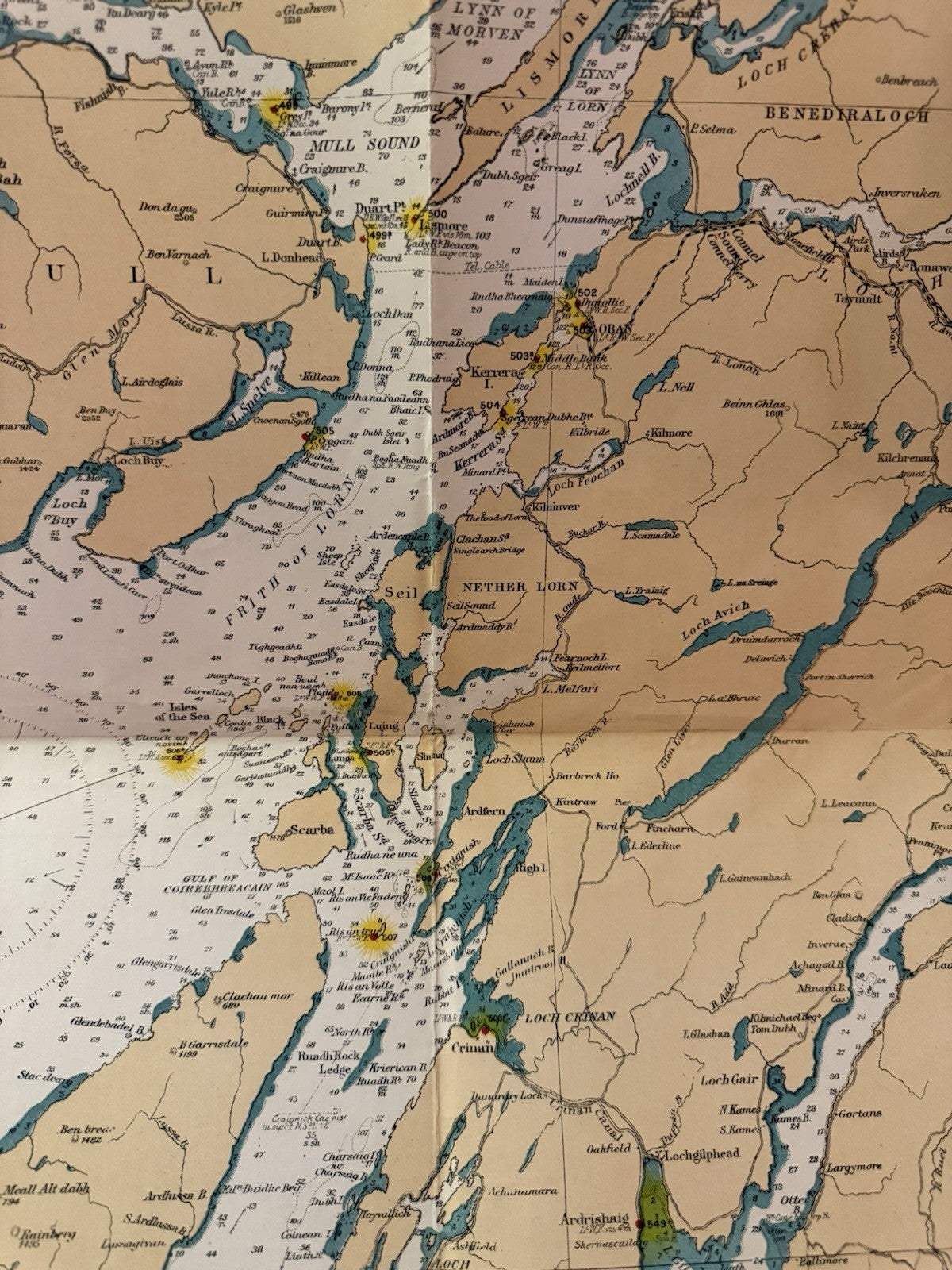 1905 Ten-Fathom Chart of the Firth of Clyde & Western Isles of Scotland : Map