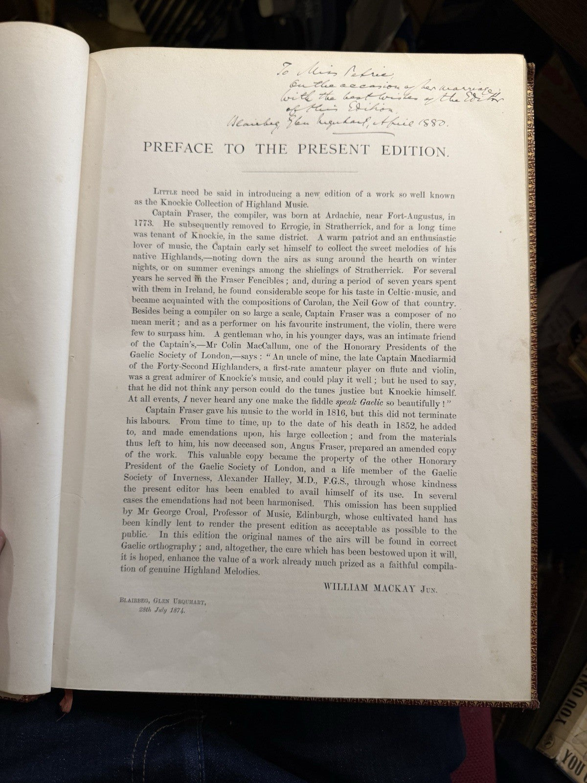 Captain S. Fraser of Knockie's Collection of Highland Music : Fine Binding