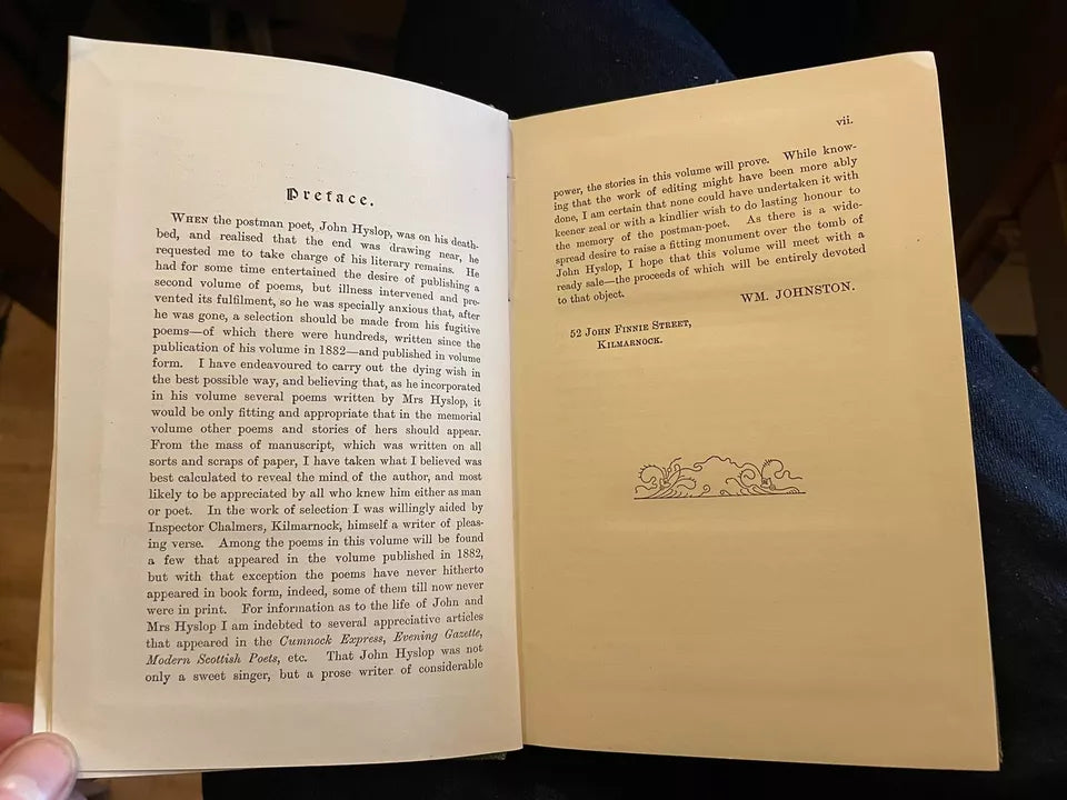 1895 The Postman Poet : Memorial Volume of John Hyslop : Kirkland Dumfriesshire