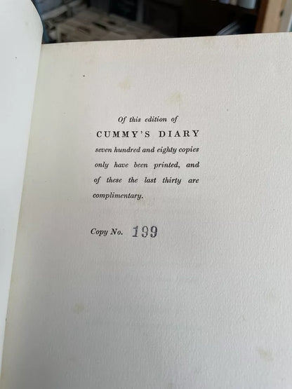 CUMMY'S DIARY Kept by Robert Louis Stevenson's Nurse LTD EDITION (199/750)