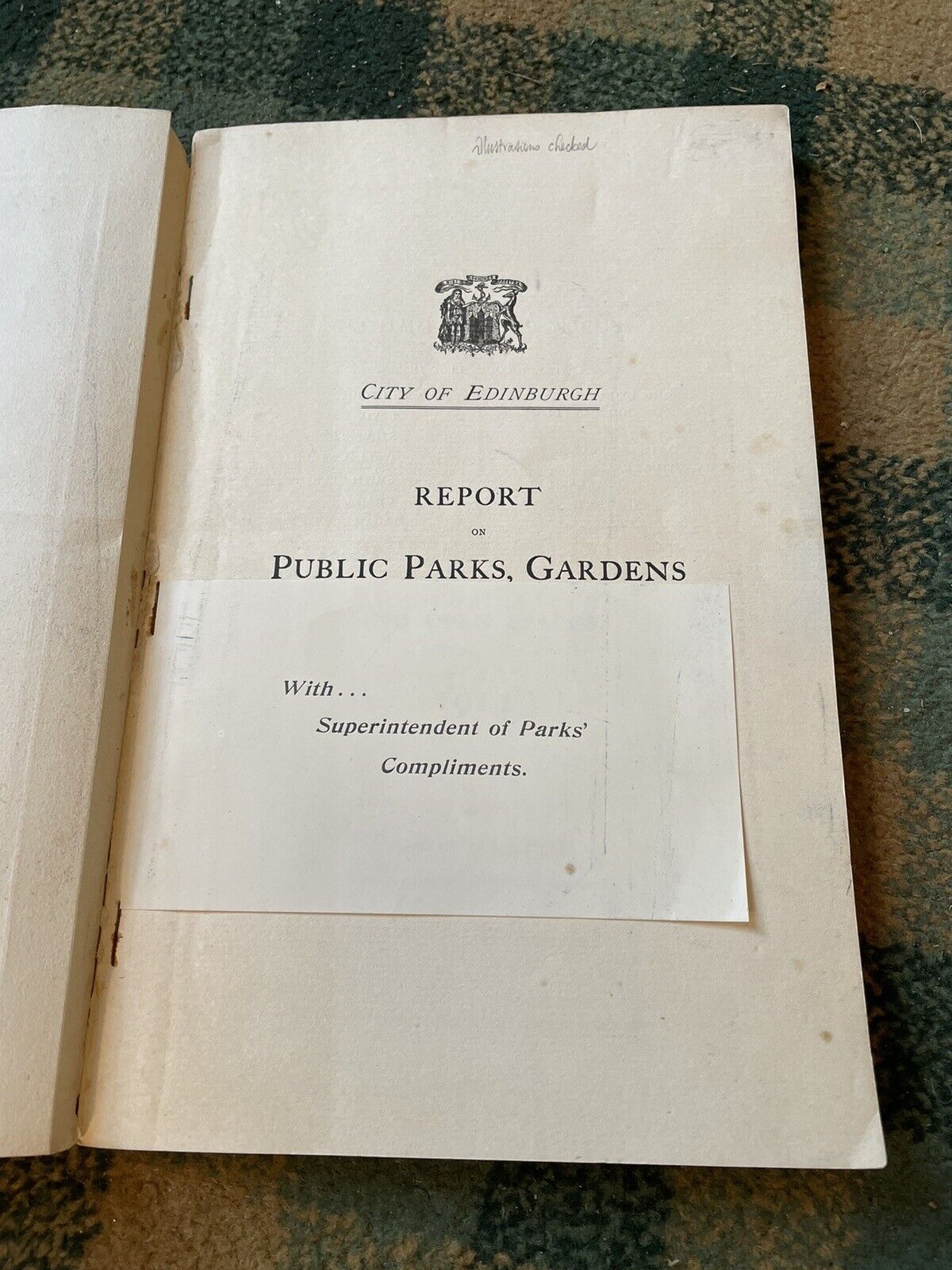 City of Edinburgh Report Public Parks Gardens 1914 : Town Planning Scotland