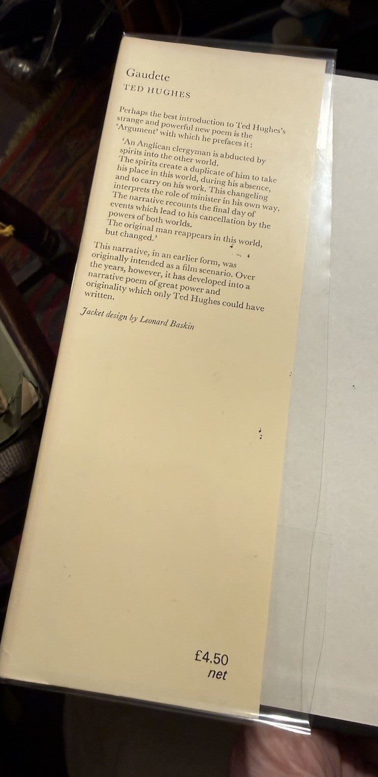 Ted Hughes : Gaudete : First Edition Inscribed by the Author 1977